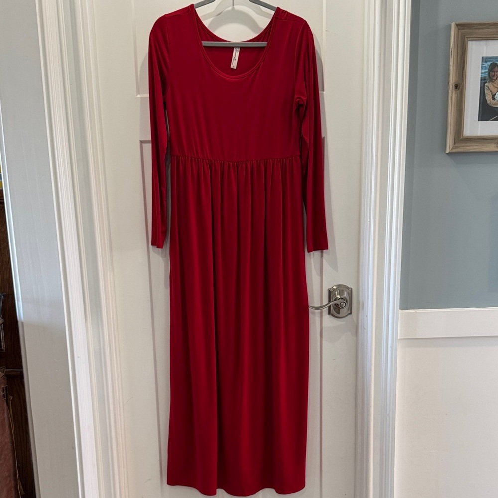Beeuniq Long Sleeve Red Maxi Dress Size XL